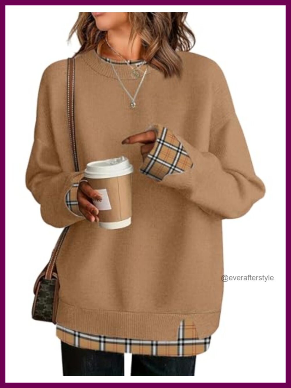 Oversized Patchwork Crew Neck Long Sleeve Knit Pullover Sweater